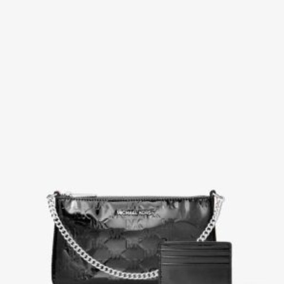 NWT - Jet Set Patent Logo Debossed Pochette and Card Case Gift Set - Picture 3 of 3